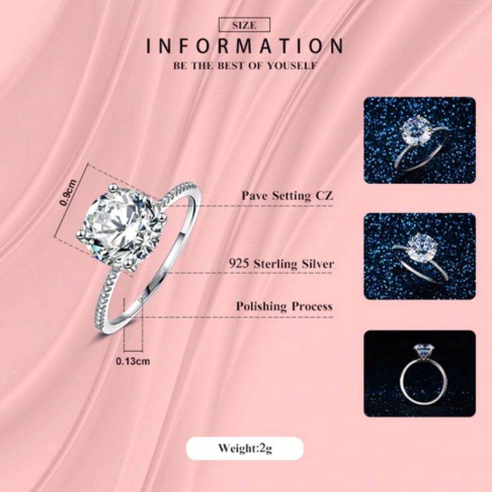 Luxury Sterling Silver Engagement Ring 3CT - Picture 5 of 13